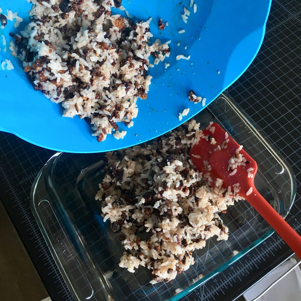 mix going into baking pan